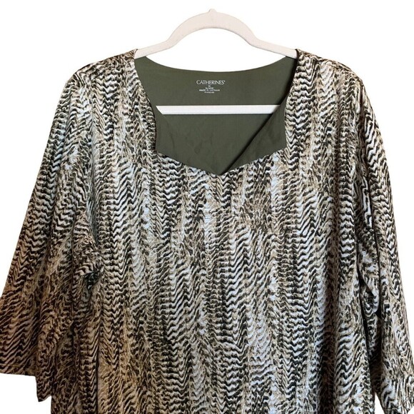 Catherines Womens Plus Size 1X 18 20W Multicolor Print Chiffon Blouse Top - Picture 2 of 5